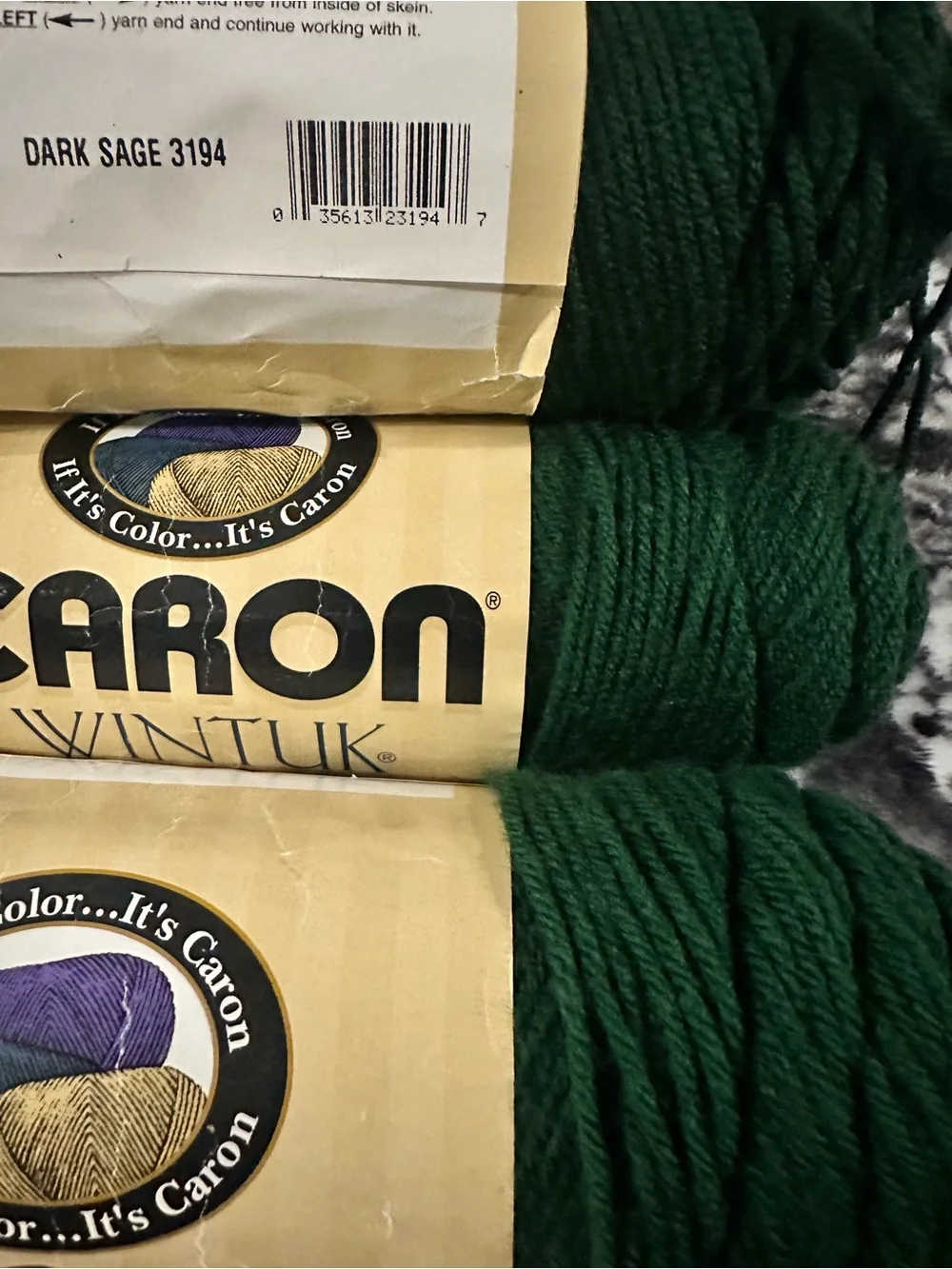 Vintage Caron Wintuk Yarn Lot 4 Skeins No Dye Lot